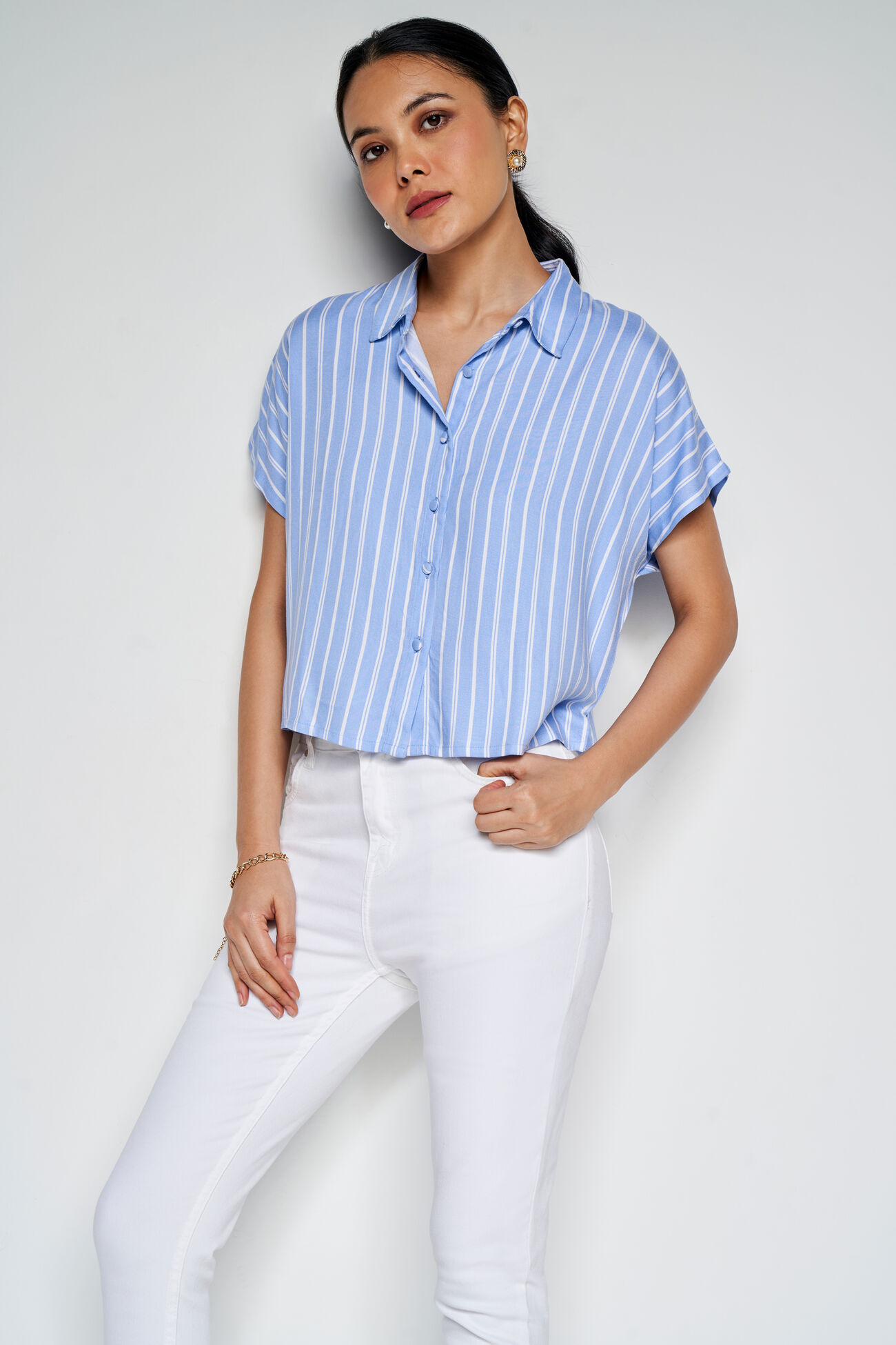 The Stripe Print Top, Blue, image 3